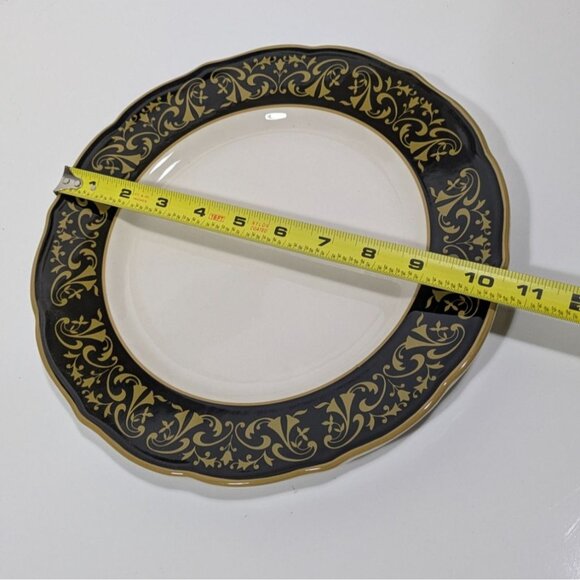Syracuse China Black Yellow Beige Floral Dinner Plate Vintage - Picture 6 of 9